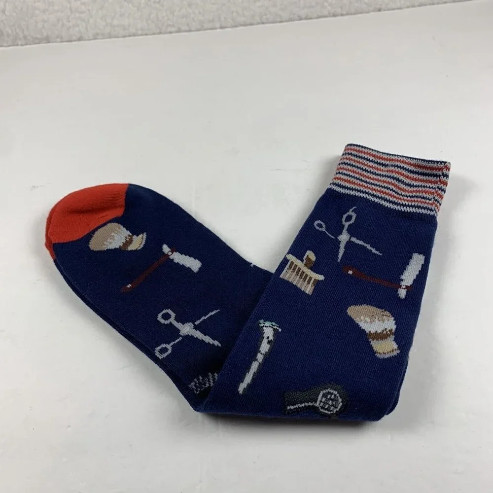 Bespoke Casual Socks Men One Size Blue/Red Polyester Blend Stretch Printed S6142